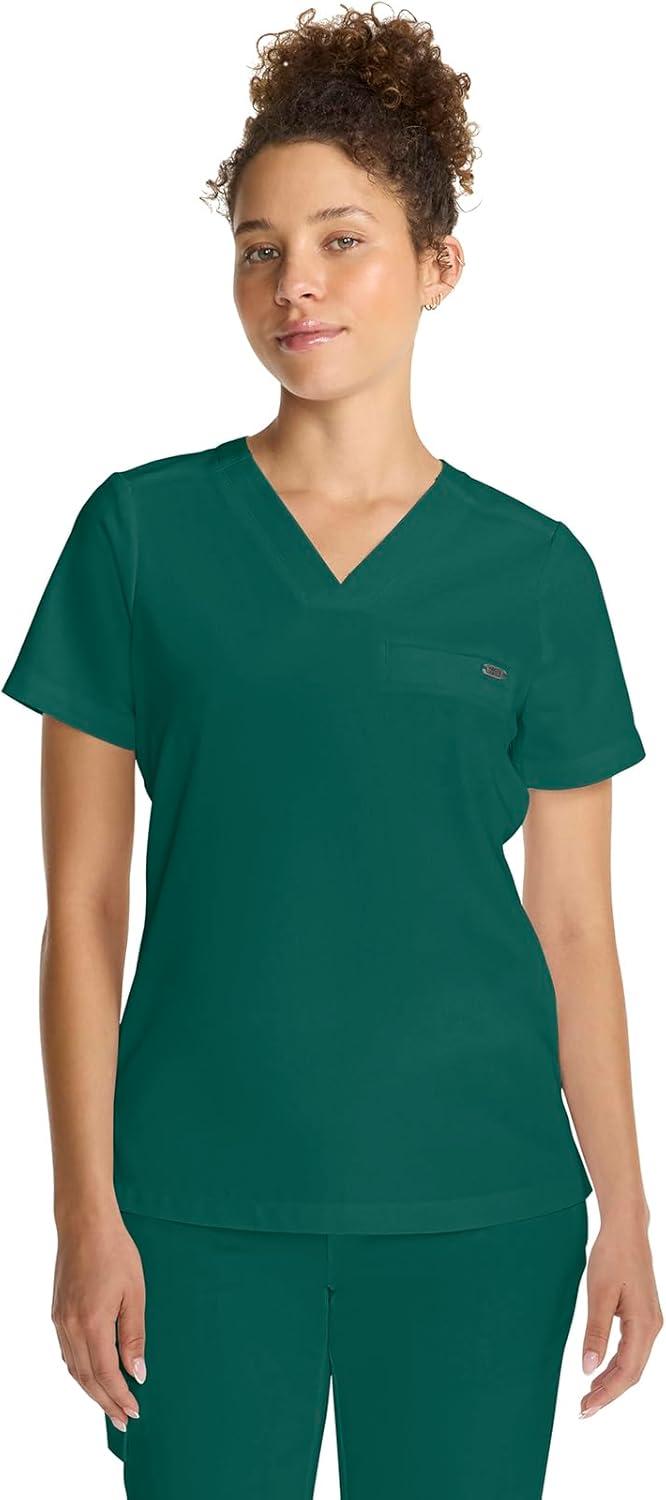imageHealing Hands Womens Tops VNeck Scrub Top Tuckin with Welt Chest Pocket HH755Hunter