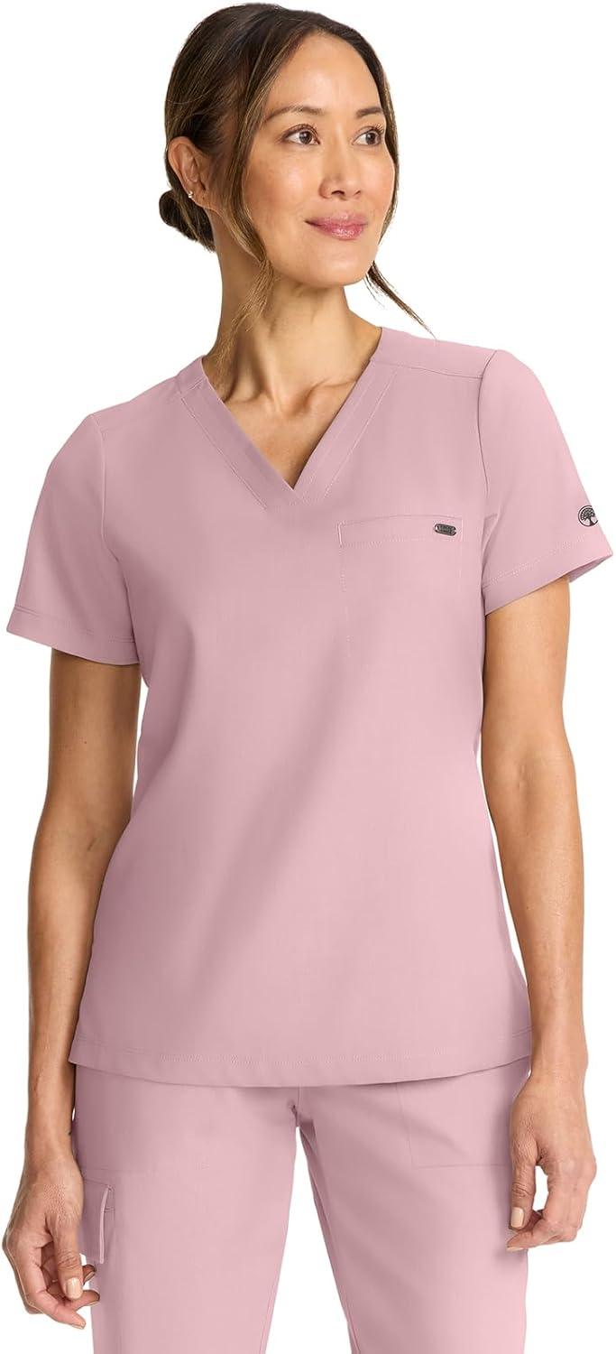 imageHealing Hands Womens Tops VNeck Scrub Top Tuckin with Welt Chest Pocket HH755Pink Pearl