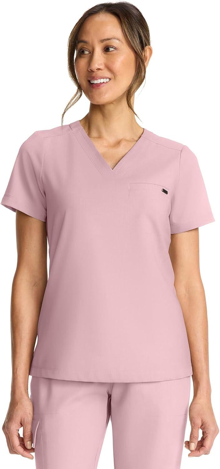 imageHealing Hands Womens Tops VNeck Scrub Top Tuckin with Welt Chest Pocket HH755Pink Pearl