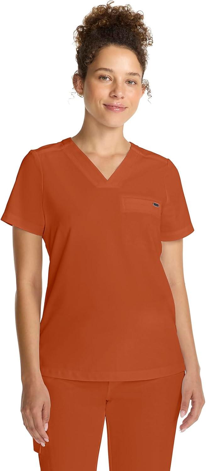 imageHealing Hands Womens Tops VNeck Scrub Top Tuckin with Welt Chest Pocket HH755Warm Sunrise