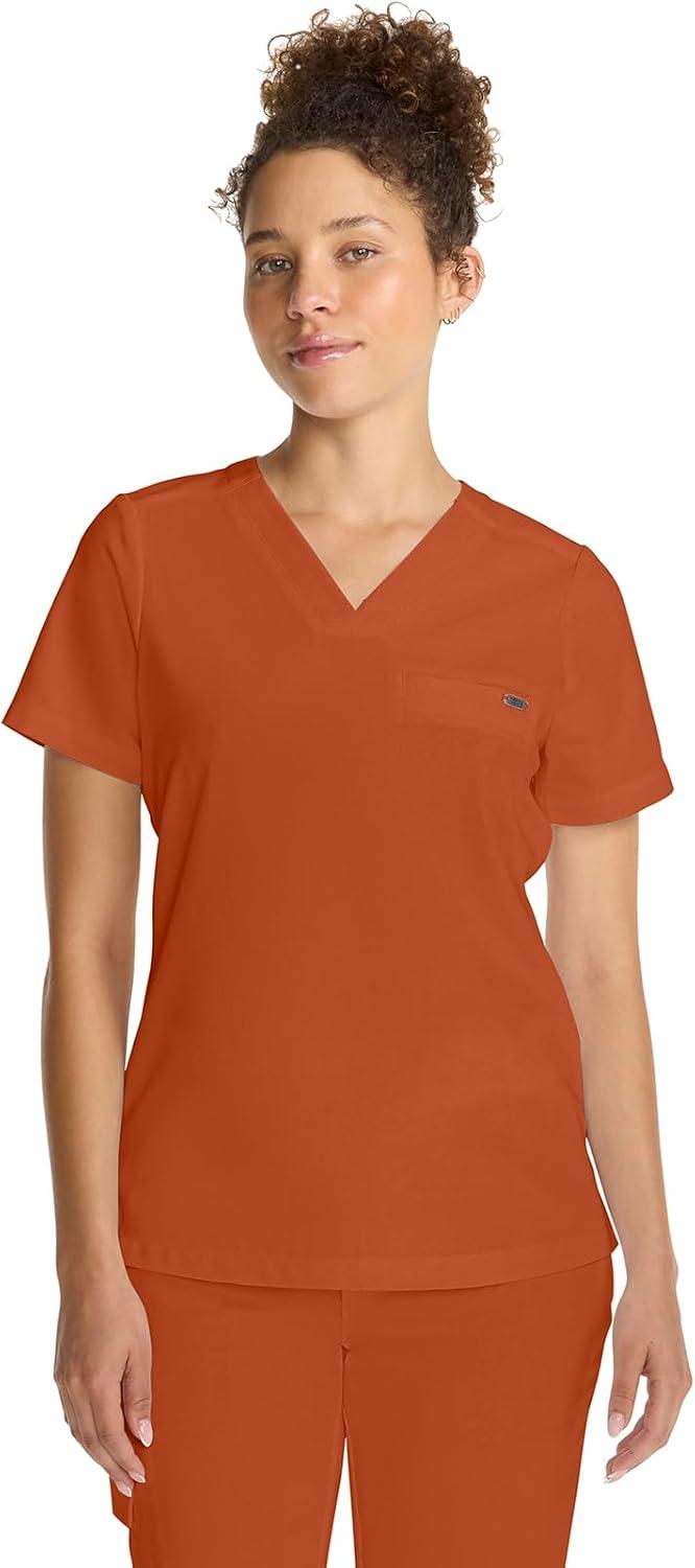 imageHealing Hands Womens Tops VNeck Scrub Top Tuckin with Welt Chest Pocket HH755Warm Sunrise