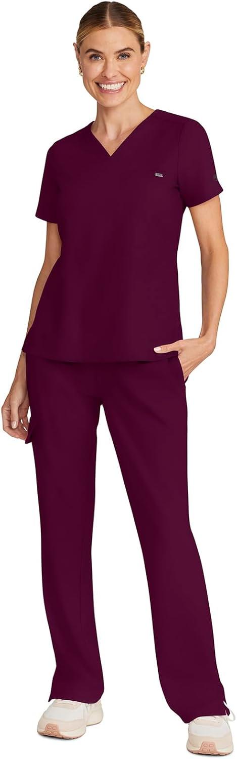 imageHealing Hands Womens Tops VNeck Scrub Top Tuckin with Welt Chest Pocket HH755Wine