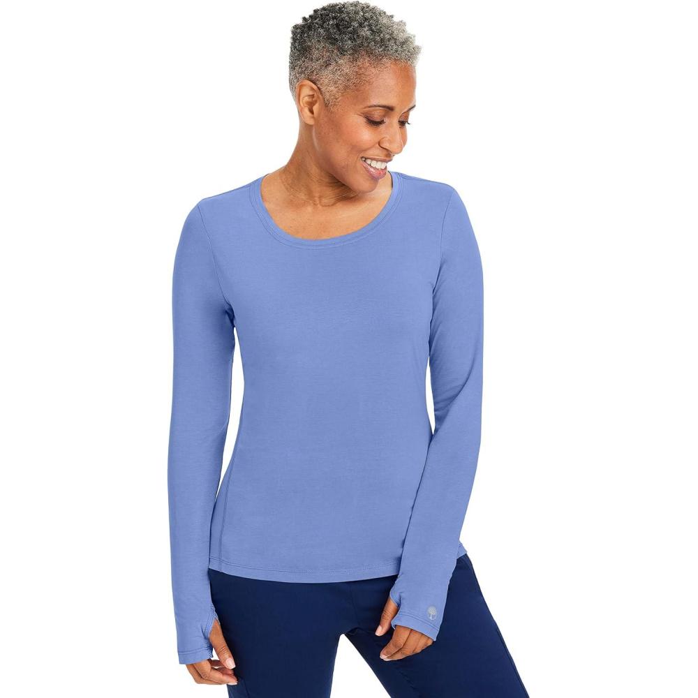 imageHealing Hands Mackenzie Womens Underscrub Long Sleeve Tee with Thumbholes Modern Fit Undershirt 5051Ceil