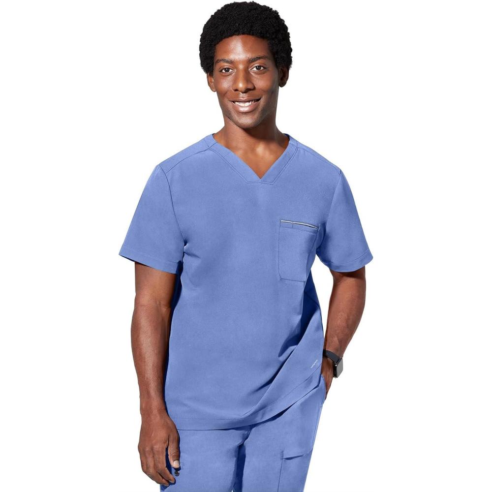 imageHealing Hands Mens Medical Scrub Top Spencer with 1 Pocket Moisture Wicking 360 Stretch amp Recycled Fibers 2381Ceil