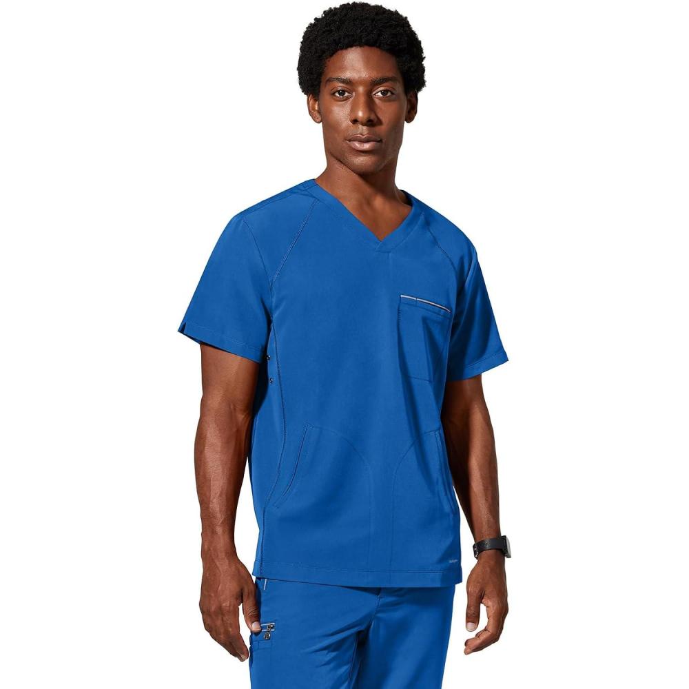imageHealing Hands Mens Scrub Top Steven Top with 3 Pockets Moisture Wicking 360 Stretch amp Recycled Fibers 2382Royal