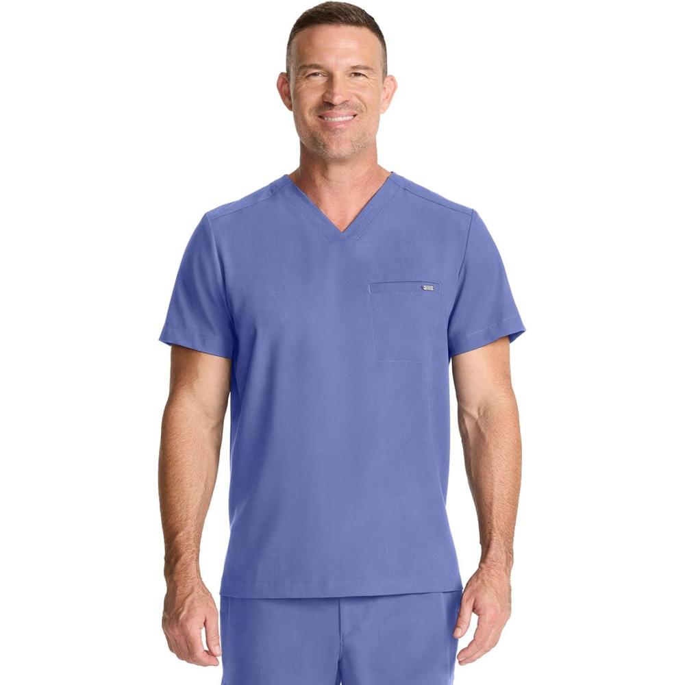 imageHealing Hands Mens Scrub Top VNeck with 1 Pocket amp 360 Stretch Fabric HH758Ceil