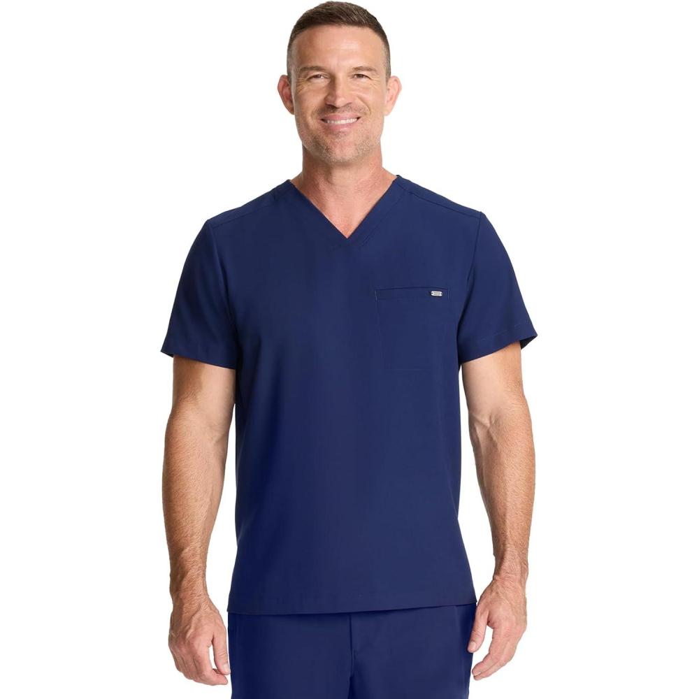 imageHealing Hands Mens Scrub Top VNeck with 1 Pocket amp 360 Stretch Fabric HH758Navy