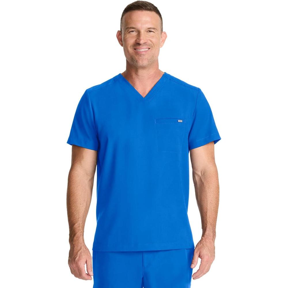 imageHealing Hands Mens Scrub Top VNeck with 1 Pocket amp 360 Stretch Fabric HH758Royal