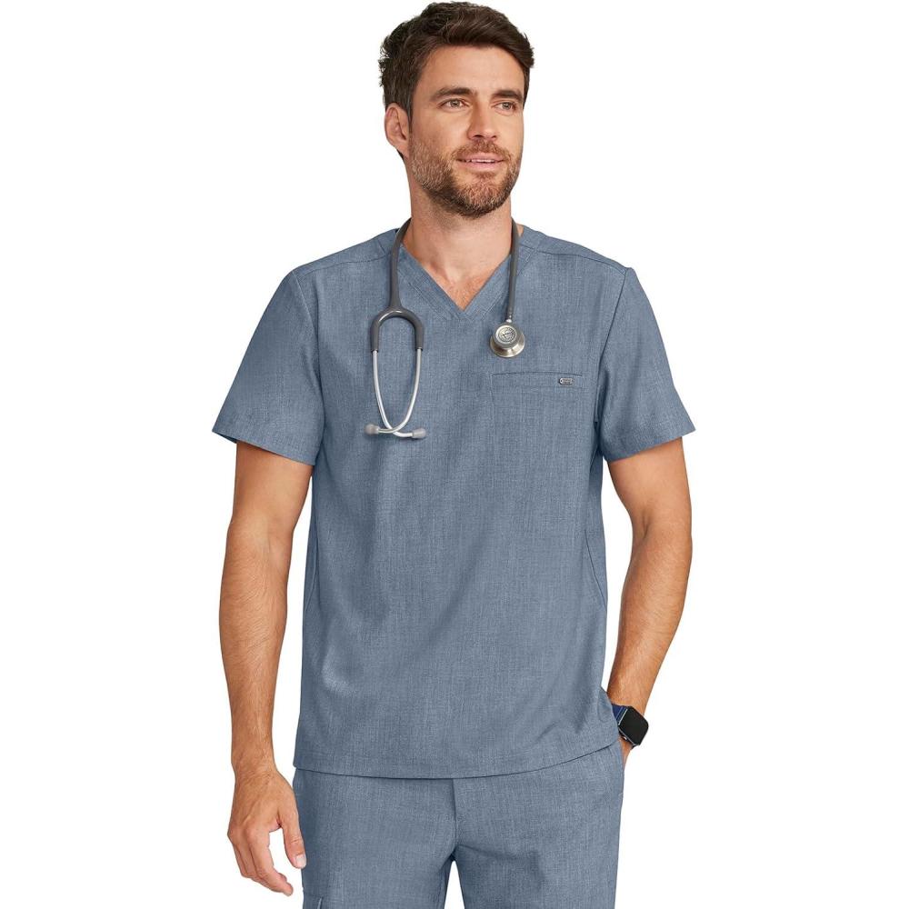 imageHealing Hands Mens Scrub Top VNeck with 1 Pocket amp 360 Stretch Fabric HH758Twilight Blue