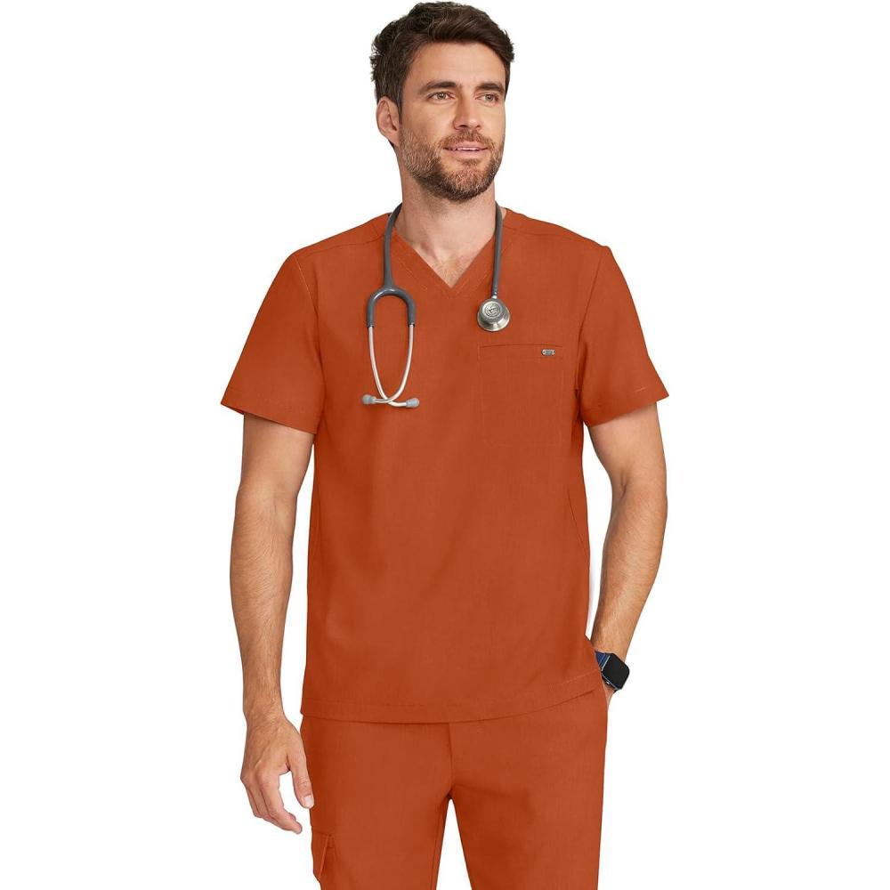imageHealing Hands Mens Scrub Top VNeck with 1 Pocket amp 360 Stretch Fabric HH758Warm Sunrise