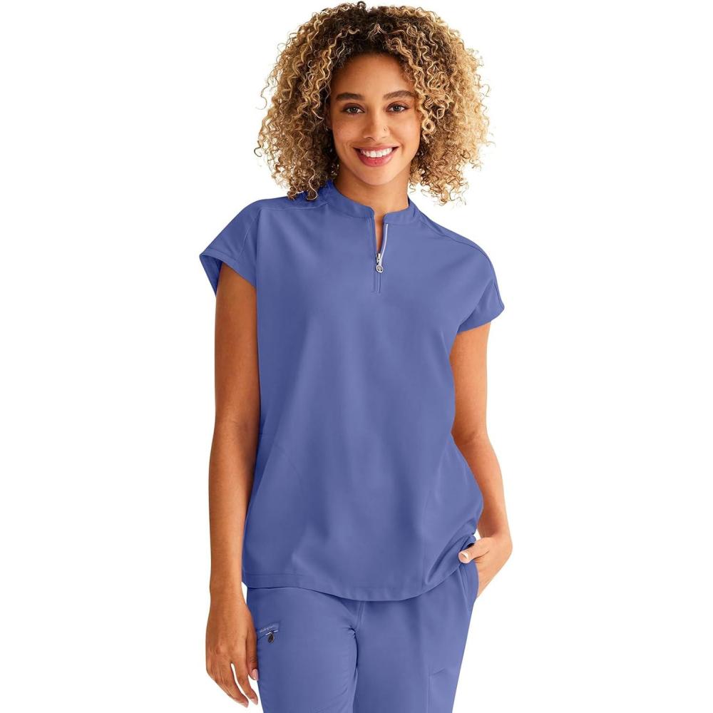 imageHealing Hands Women Medical Scrub Top Sandy Top with 2 Pockets Moisture Wicking 360 Stretch and Recycled Fiber 2286Ceil