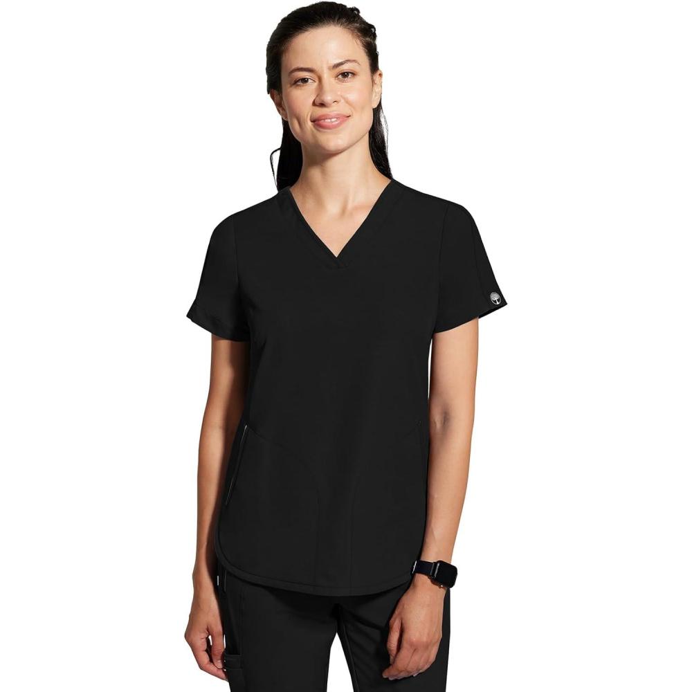 imageHealing Hands Womens Medical Scrub Top Skyler with 2 Pockets Moisture Wicking 360 Stretch amp Recycled Fiber 2285Black