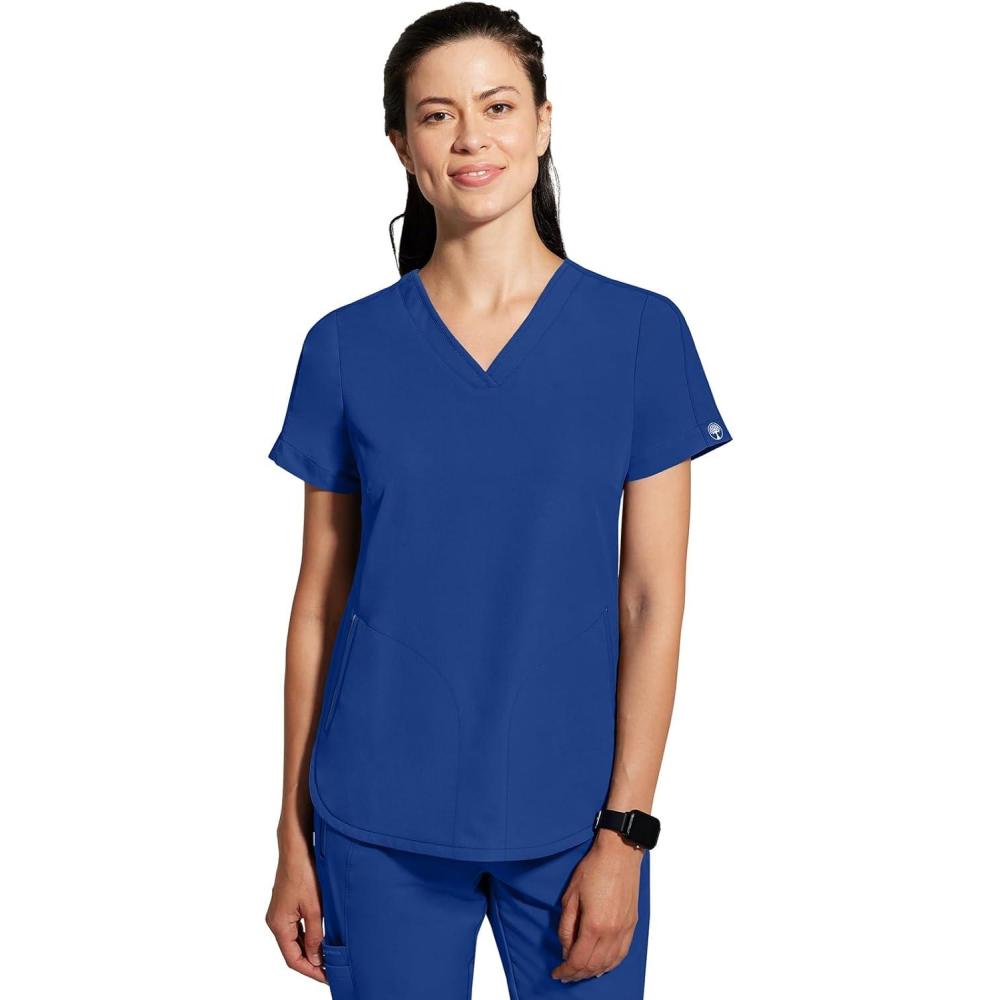 imageHealing Hands Womens Medical Scrub Top Skyler with 2 Pockets Moisture Wicking 360 Stretch amp Recycled Fiber 2285Royal