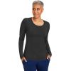 Healing Hands Mackenzie Women’s Underscrub, Long Sleeve Tee with Thumbholes, Modern Fit Undershirt- 5051(Black – 3 Pack)