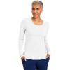 Healing Hands Mackenzie Women’s Underscrub, Long Sleeve Tee with Thumbholes, Modern Fit Undershirt- 5051(White – 2 Pack)