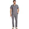 Healing Hands Mens Scrub Top V-Neck with 1 Pocket & 360° Stretch Fabric HH758(Heather Ash)