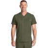 Healing Hands Mens Scrub Top V-Neck with 1 Pocket & 360° Stretch Fabric HH758(Olive)