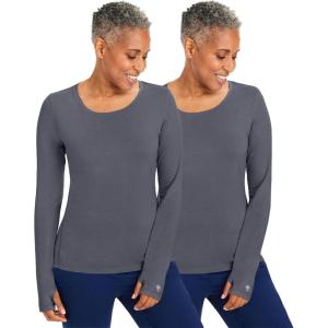 Healing Hands Mackenzie Women’s Underscrub, Long Sleeve Tee with Thumbholes, Modern Fit Undershirt- 5051(Pewter – 2 Pack)