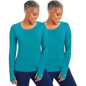 Healing Hands Mackenzie Women’s Underscrub, Long Sleeve Tee with Thumbholes, Modern Fit Undershirt- 5051(Teal – 2 Pack)