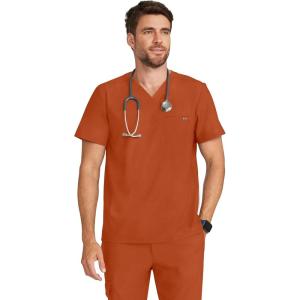 Healing Hands Mens Scrub Top V-Neck with 1 Pocket & 360° Stretch Fabric HH758(Warm Sunrise)