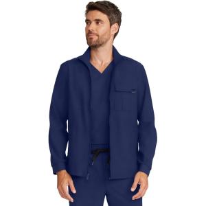 Healing Hands Scrub Jacket for Men Zip Front Utility Jacket with 4 Pockets HH361(Navy)