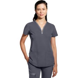 Healing Hands Scrub Top for Women Sonia Top with 3 Pockets Moisture Wicking, 360° Stretch & Recycled Fibers – 2274(Pewter)