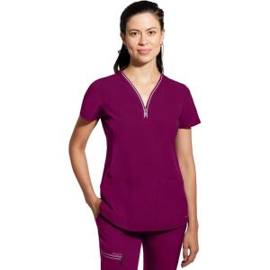 Healing Hands Scrub Top for Women Sonia Top with 3 Pockets Moisture Wicking, 360° Stretch & Recycled Fibers – 2274(Wine)