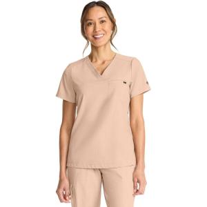 Healing Hands Women’s Tops V-Neck Scrub Top Tuck-in with Welt Chest Pocket HH755(Desert Taupe)