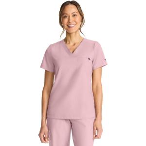 Healing Hands Women’s Tops V-Neck Scrub Top Tuck-in with Welt Chest Pocket HH755(Pink Pearl)