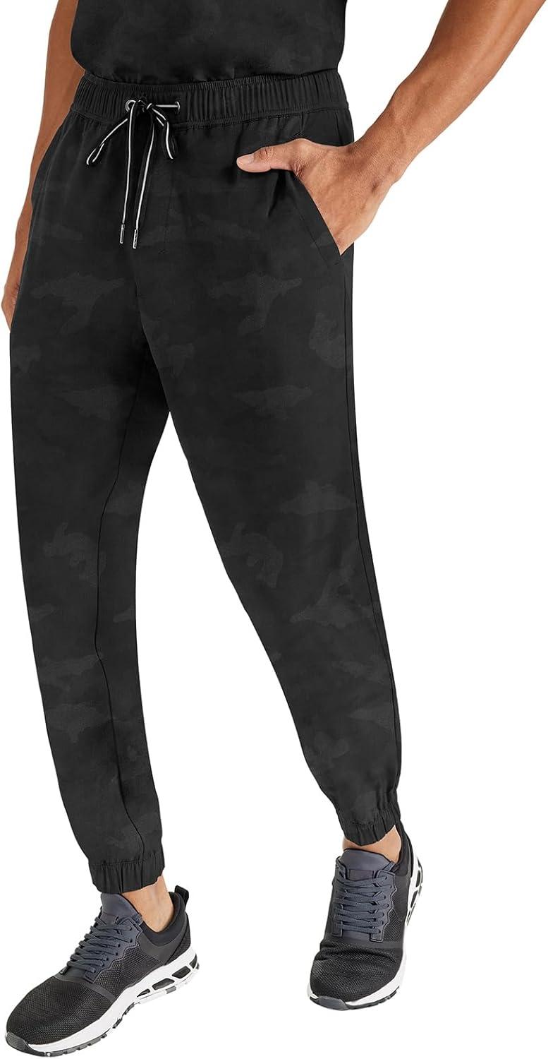 imageHealing Hands Mens Scrub Jogger Pants Drew Camo Bottoms Featuring Moisture Wicking Quick Dry amp 360 Stretch 9360Black