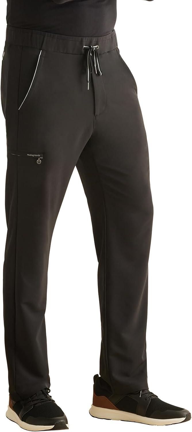 imageHealing Hands Mens Scrub Pant Nash Pant with 6 Pockets Moisture Wicking 360 Stretch amp Recycled Poly HH101Black