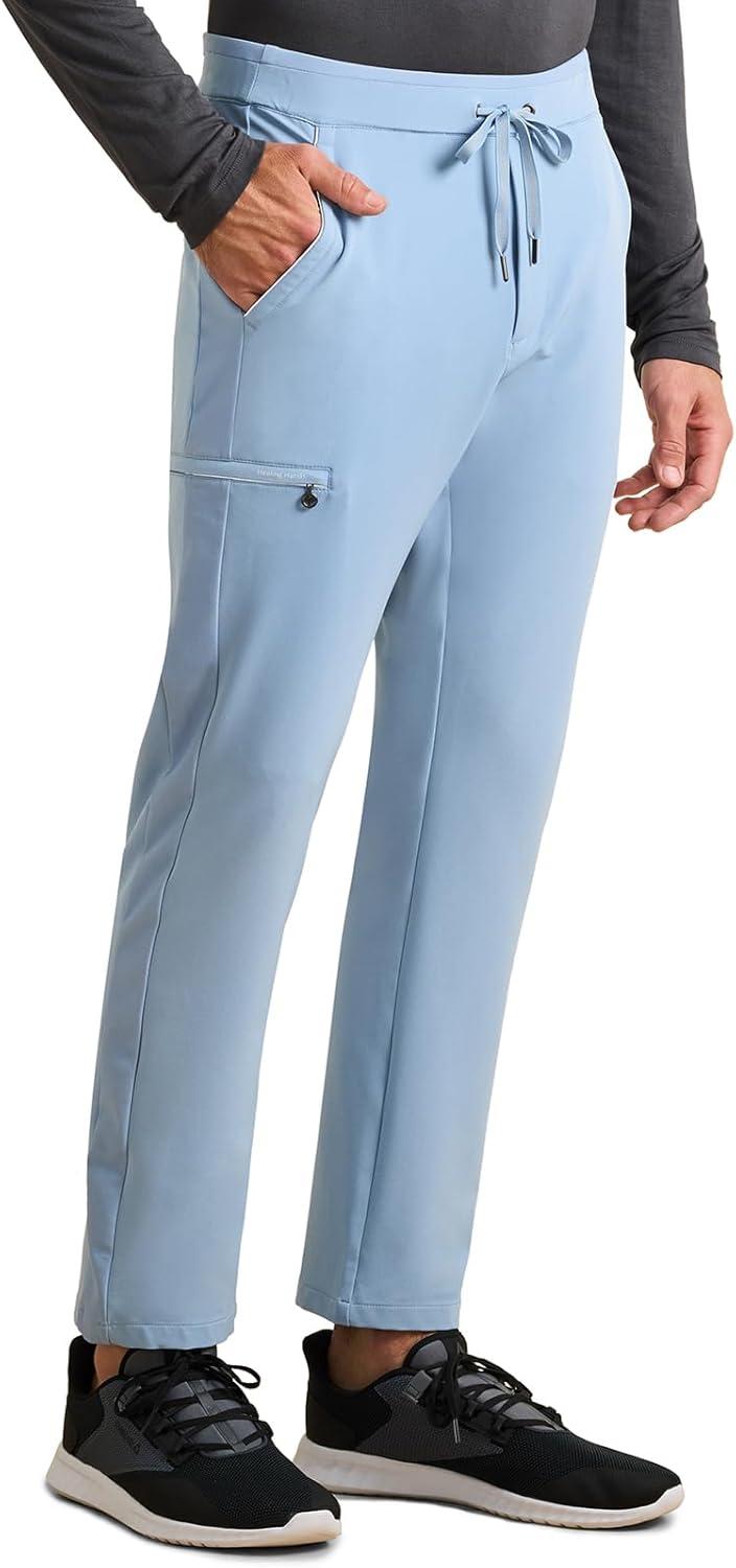 imageHealing Hands Mens Scrub Pant Nash Pant with 6 Pockets Moisture Wicking 360 Stretch amp Recycled Poly HH101Icy Blue