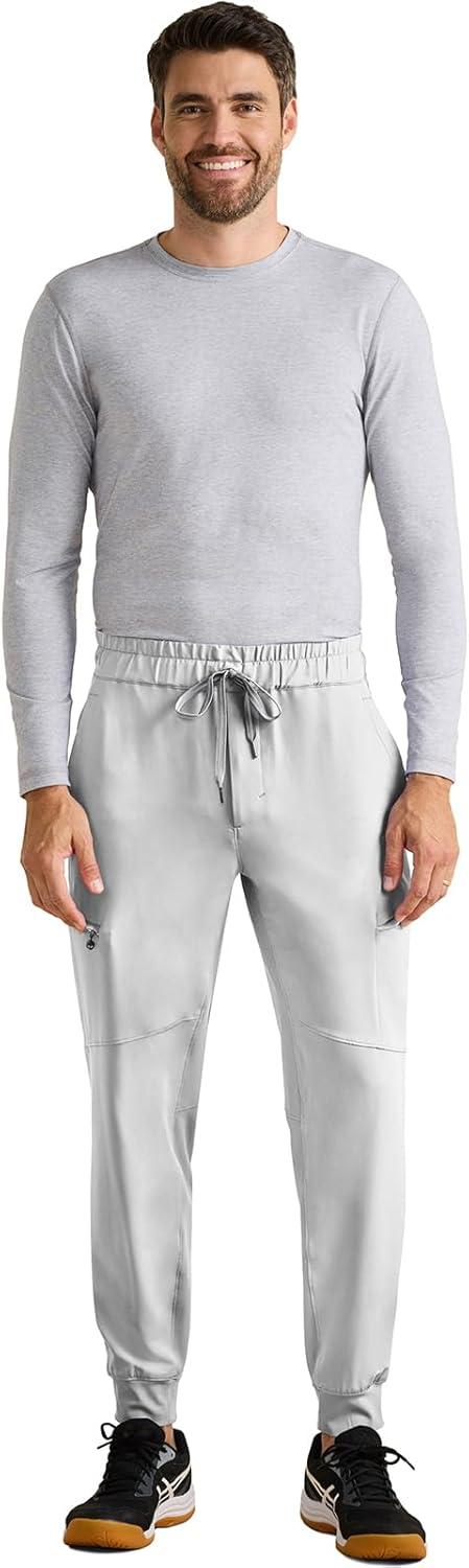 imageHealing Hands Mens Scrub Pant Nolen Jogger with 6 Pocket Moisture Wicking 360 Stretch amp Recycled Fibers 9172Silver Stone