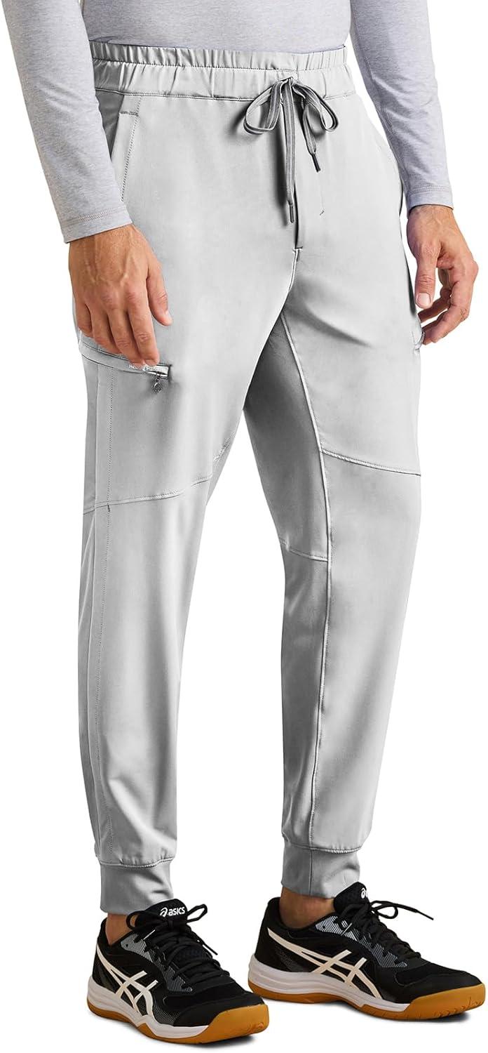 imageHealing Hands Mens Scrub Pant Nolen Jogger with 6 Pocket Moisture Wicking 360 Stretch amp Recycled Fibers 9172Silver Stone