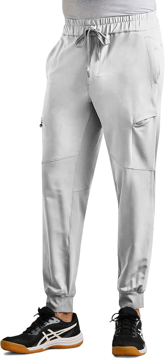imageHealing Hands Mens Scrub Pant Nolen Jogger with 6 Pocket Moisture Wicking 360 Stretch amp Recycled Fibers 9172Silver Stone
