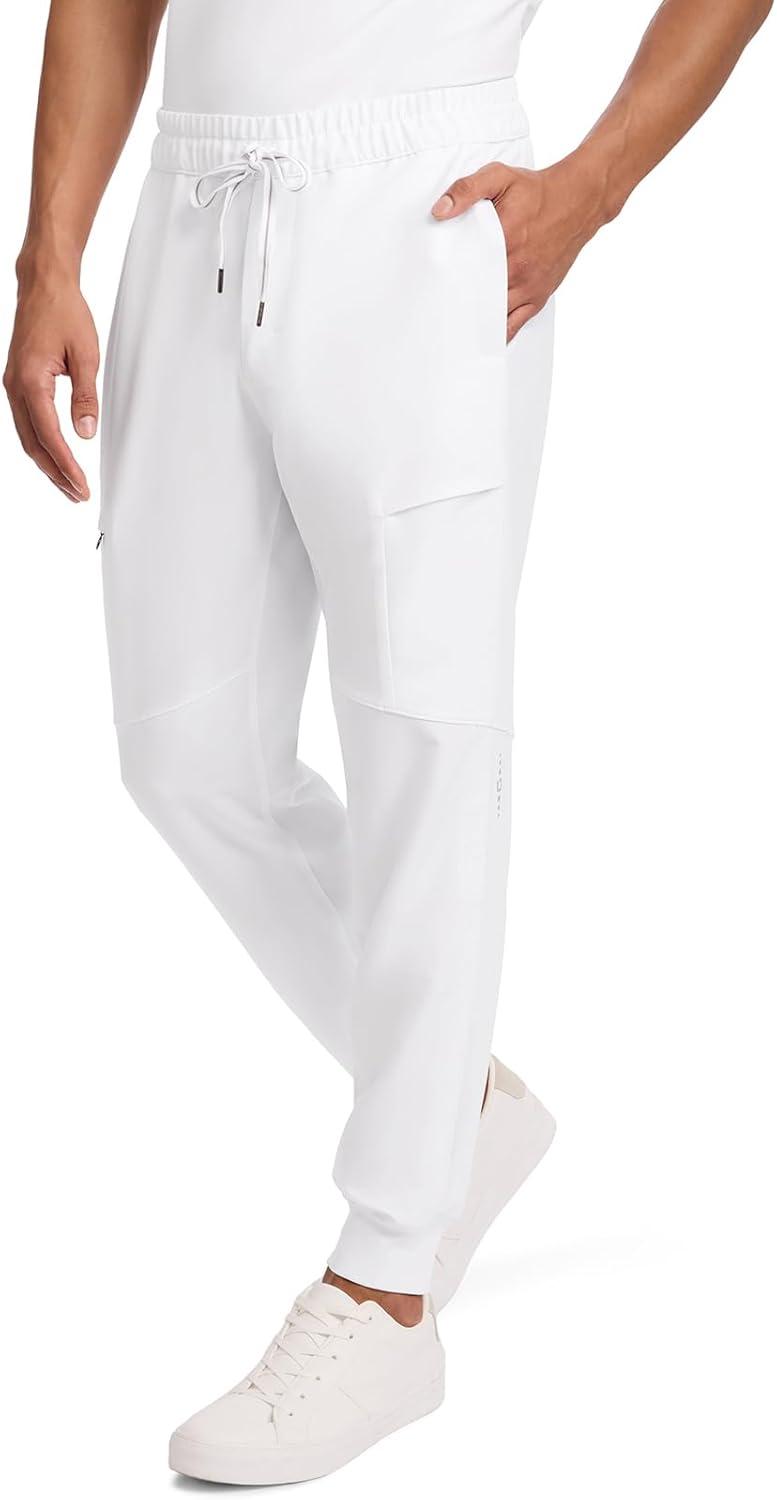 imageHealing Hands Mens Scrub Pant Nolen Jogger with 6 Pocket Moisture Wicking 360 Stretch amp Recycled Fibers 9172White