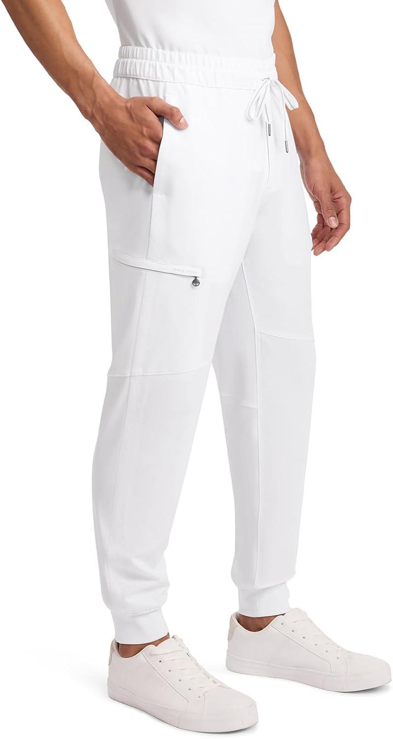 imageHealing Hands Mens Scrub Pant Nolen Jogger with 6 Pocket Moisture Wicking 360 Stretch amp Recycled Fibers 9172White