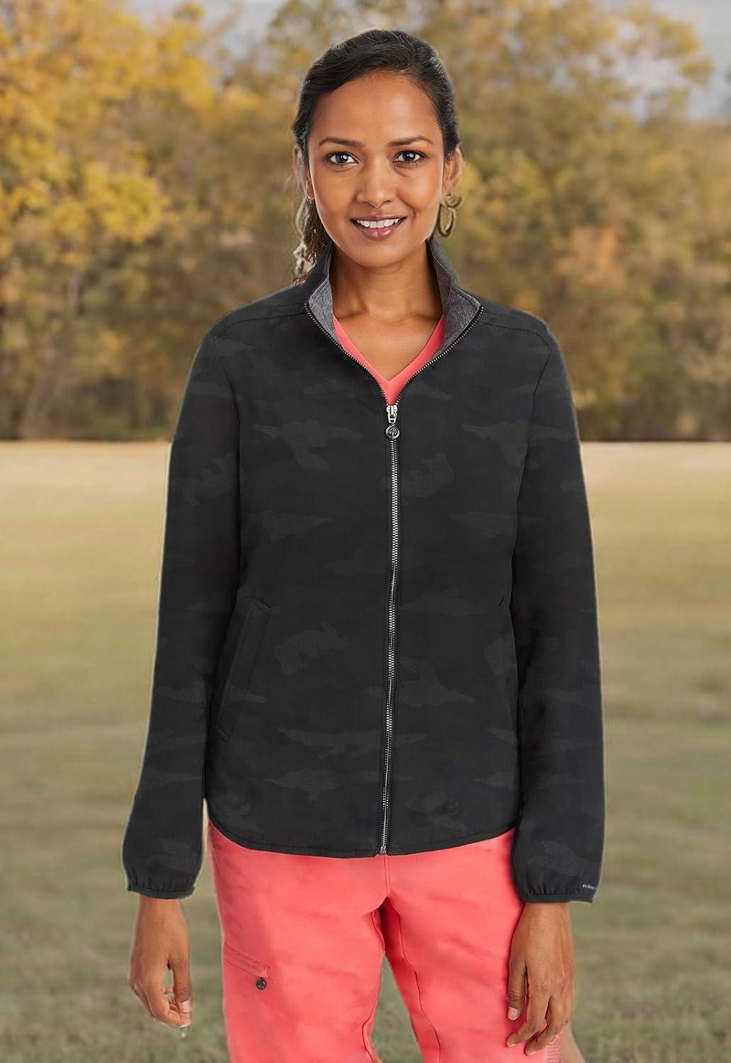 imageHealing Hands Scrub Jackets For Woman Destini Camo Jacket With 3 Pockets Moisture Wicking amp 360 Stretch Fabric 5030Black
