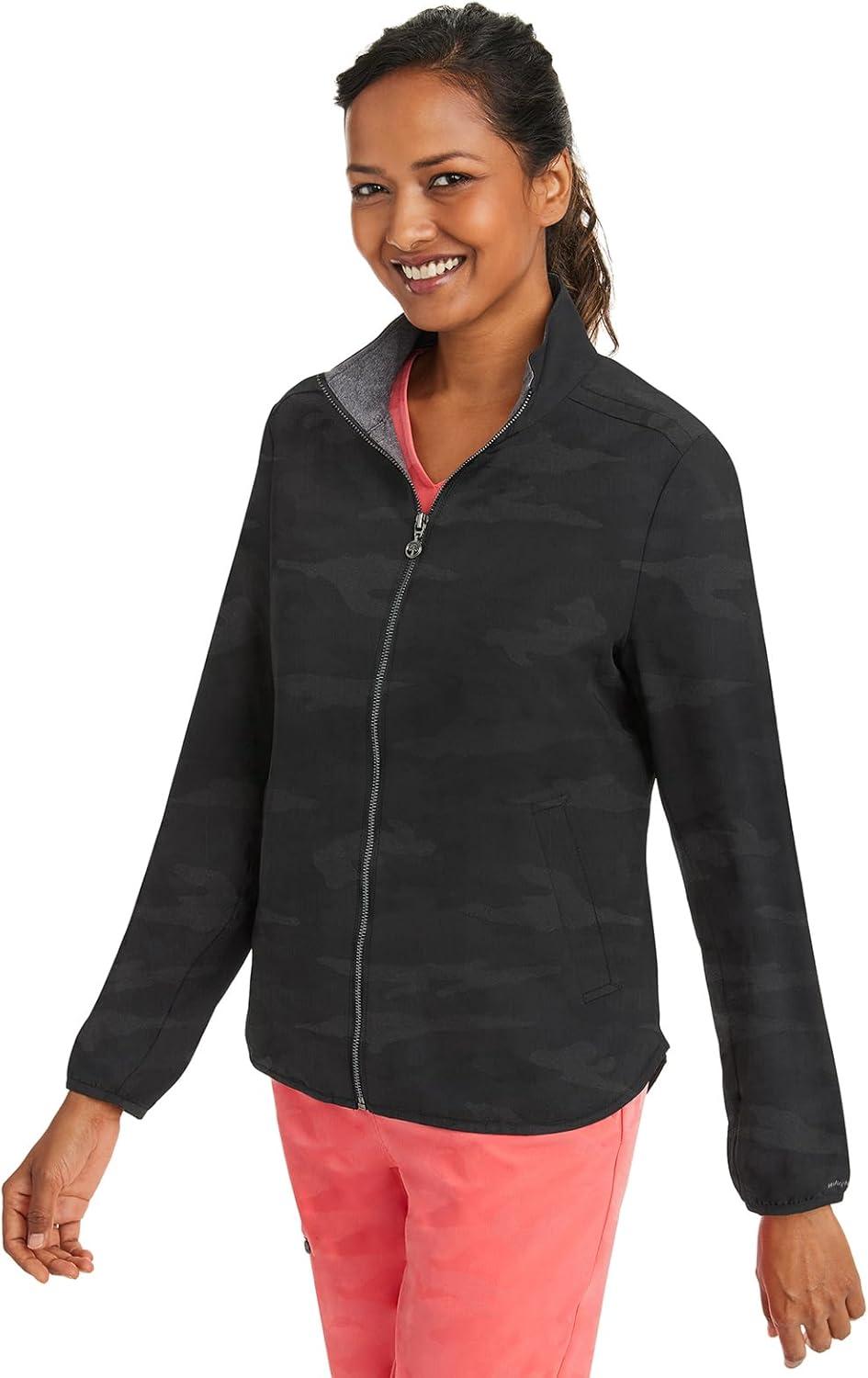 imageHealing Hands Scrub Jackets For Woman Destini Camo Jacket With 3 Pockets Moisture Wicking amp 360 Stretch Fabric 5030Black
