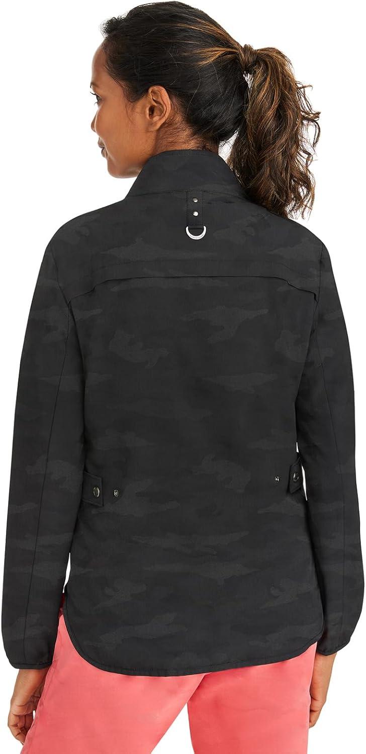 imageHealing Hands Scrub Jackets For Woman Destini Camo Jacket With 3 Pockets Moisture Wicking amp 360 Stretch Fabric 5030Black