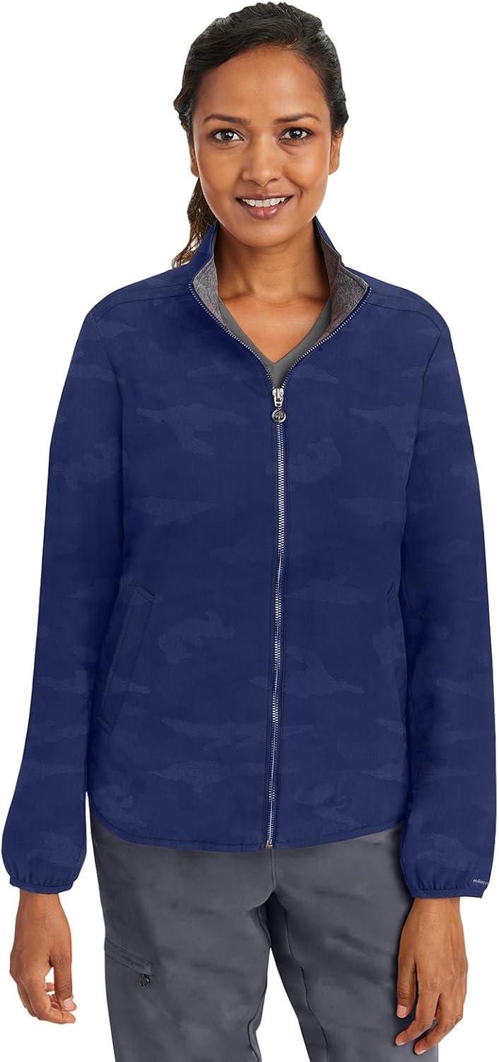 imageHealing Hands Scrub Jackets For Woman Destini Camo Jacket With 3 Pockets Moisture Wicking amp 360 Stretch Fabric 5030Navy
