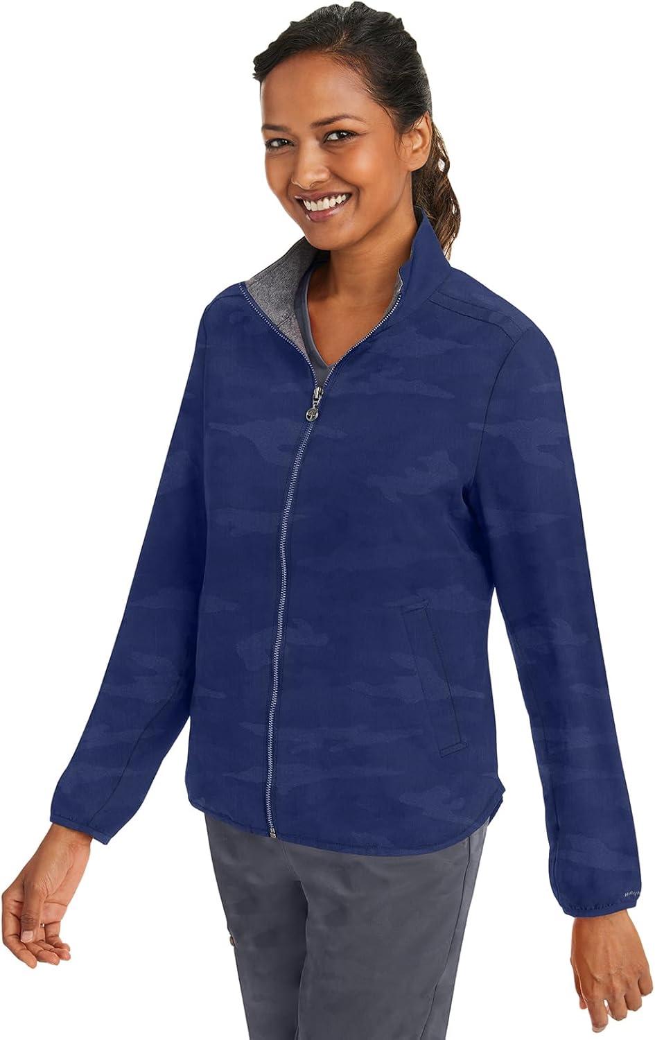 imageHealing Hands Scrub Jackets For Woman Destini Camo Jacket With 3 Pockets Moisture Wicking amp 360 Stretch Fabric 5030Navy