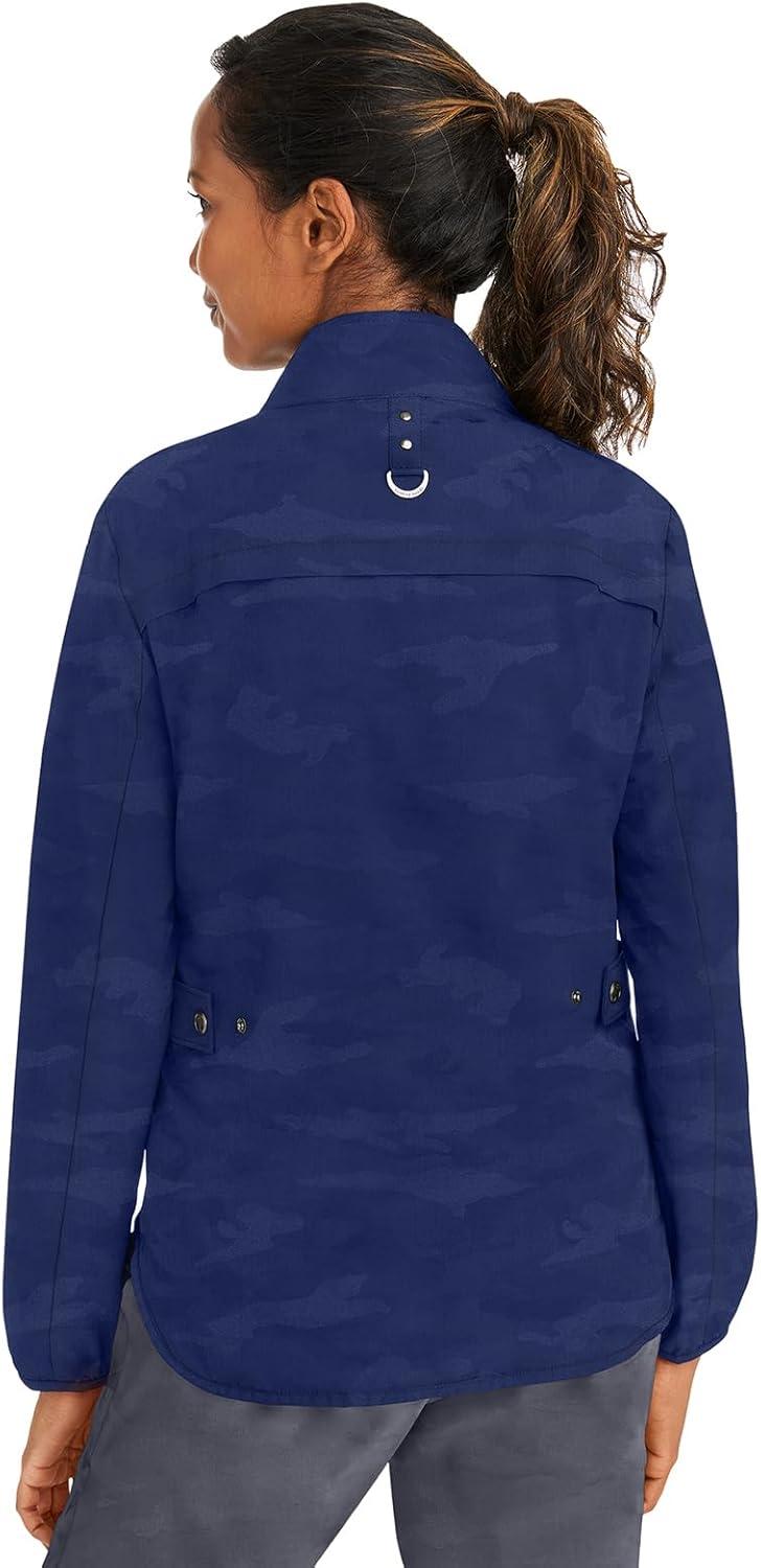 imageHealing Hands Scrub Jackets For Woman Destini Camo Jacket With 3 Pockets Moisture Wicking amp 360 Stretch Fabric 5030Navy