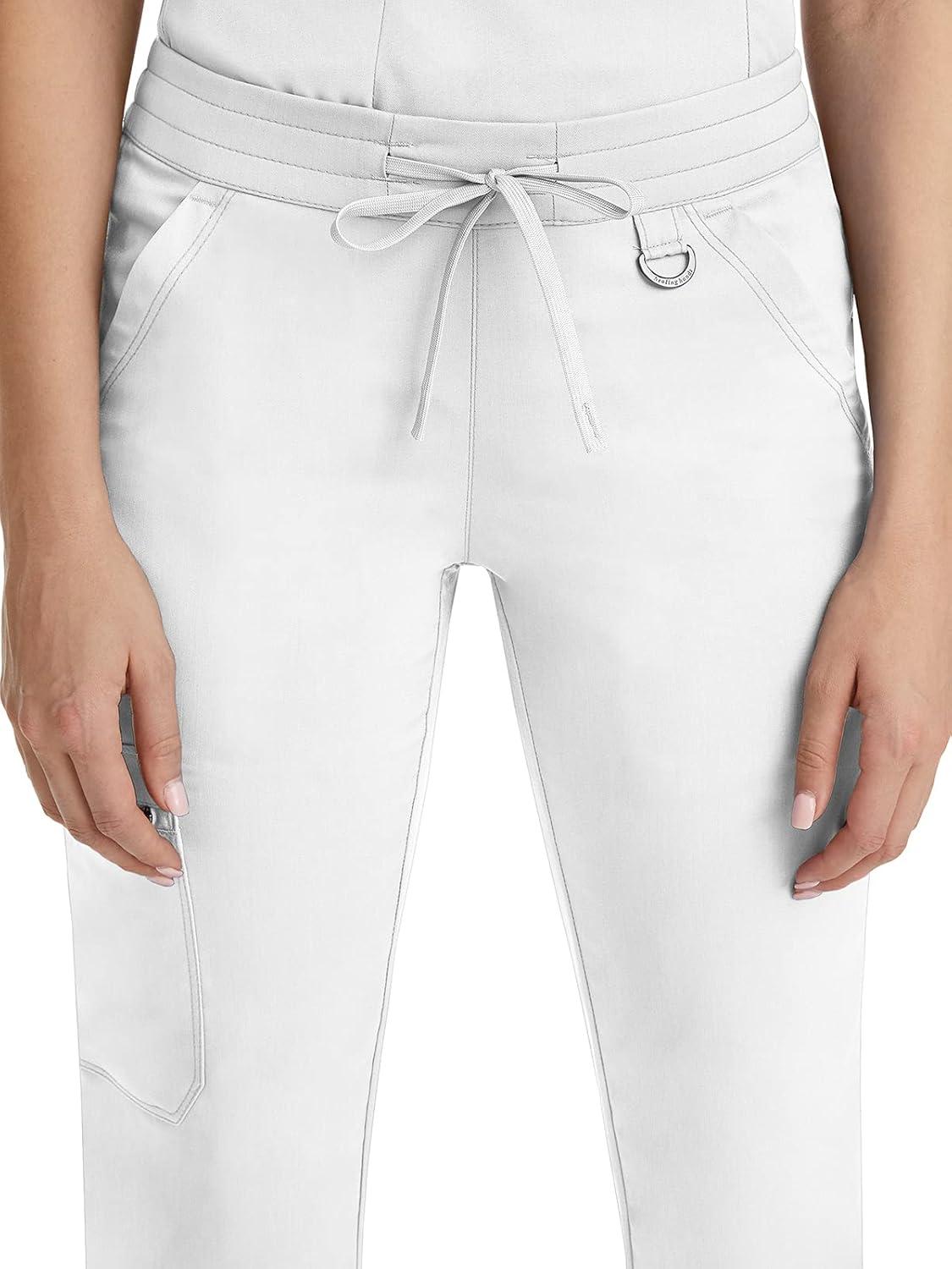 imageHealing Hands Scrub Pants for Women Tamara Pant with 6 Pockets Reversible Drawstring and 2Way Stretch Fabric 9181White