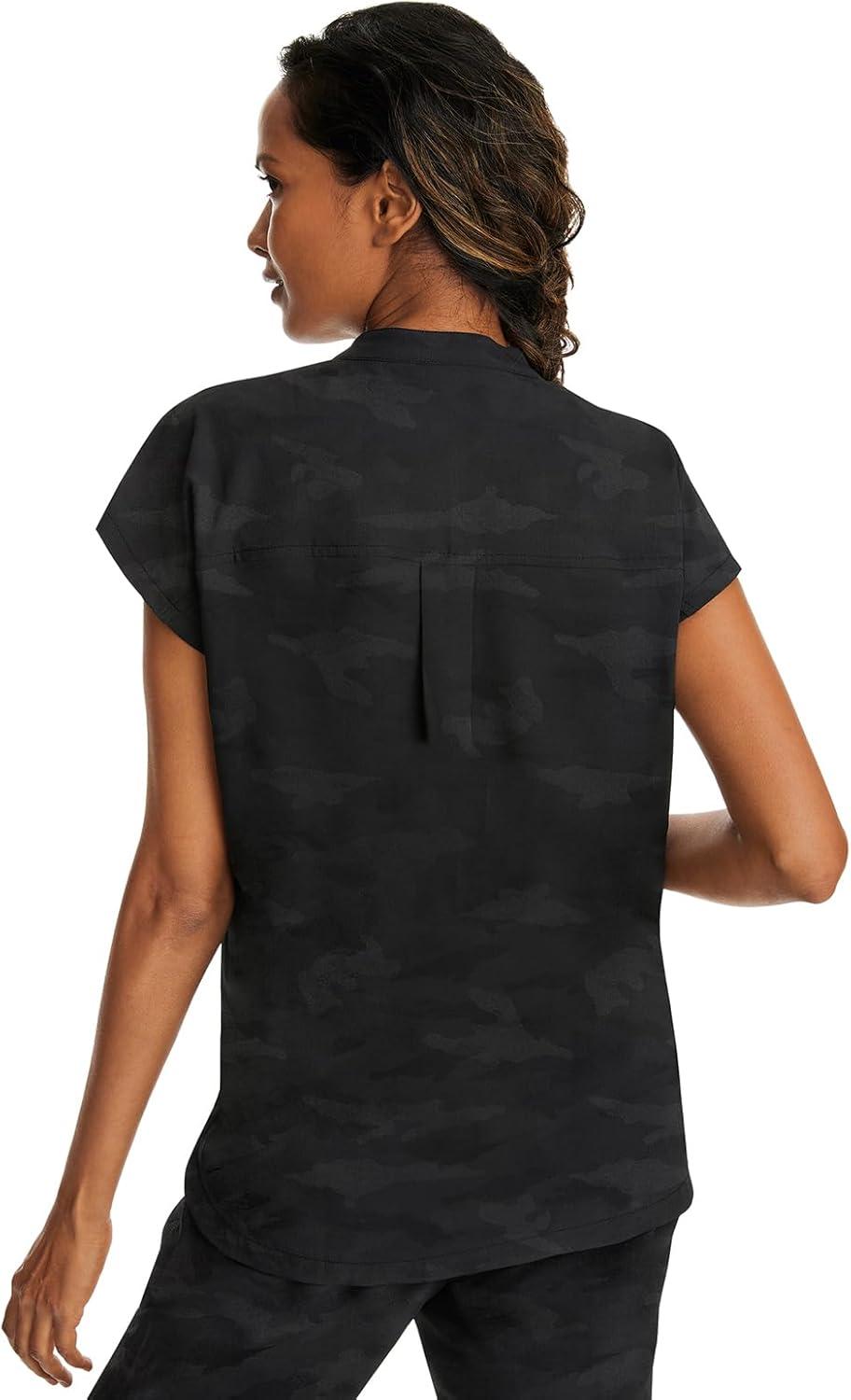 imageHealing Hands Scrub Top for Women Modern Fit Tee with 2 Pockets Moisture Wicking 360 Stretch and Quick Dry Fabric 2352Black