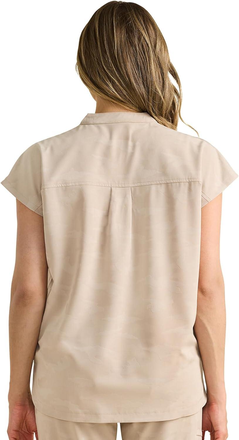 imageHealing Hands Scrub Top for Women Modern Fit Tee with 2 Pockets Moisture Wicking 360 Stretch and Quick Dry Fabric 2352Khaki