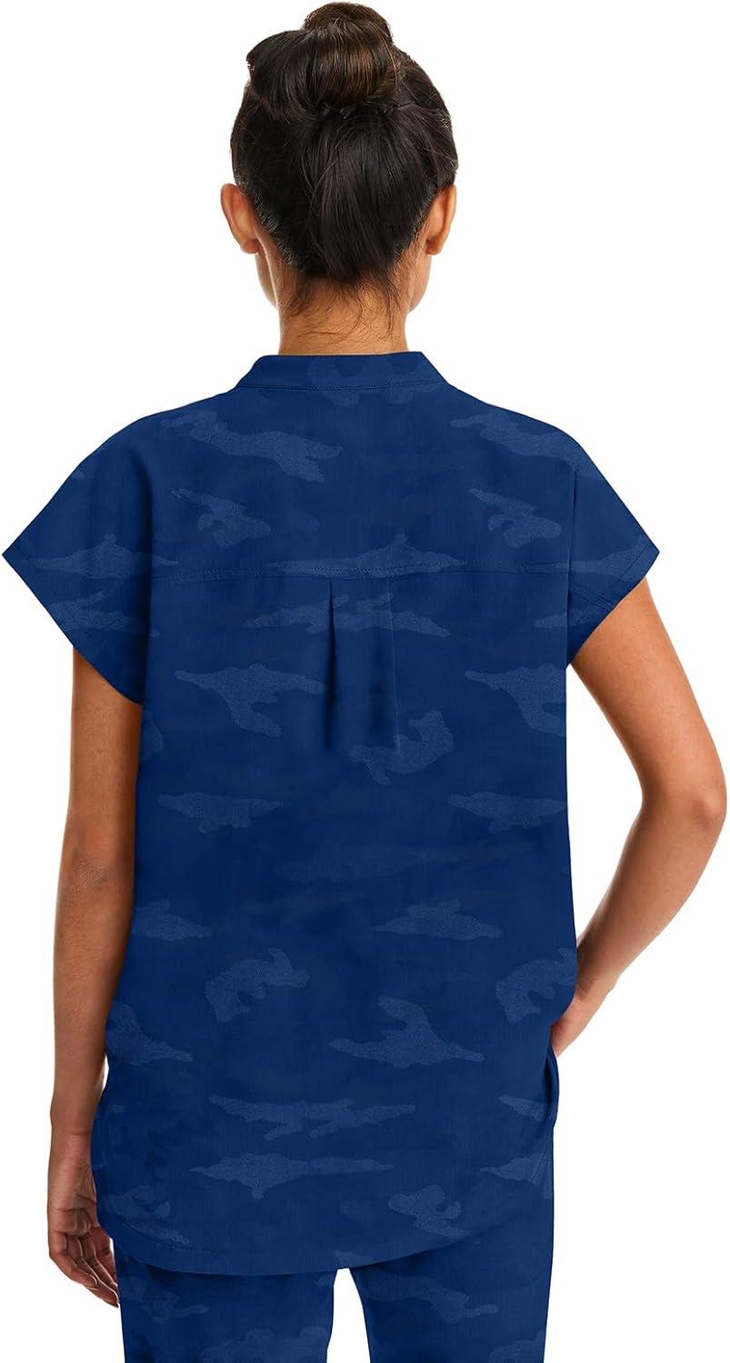 imageHealing Hands Scrub Top for Women Modern Fit Tee with 2 Pockets Moisture Wicking 360 Stretch and Quick Dry Fabric 2352Navy