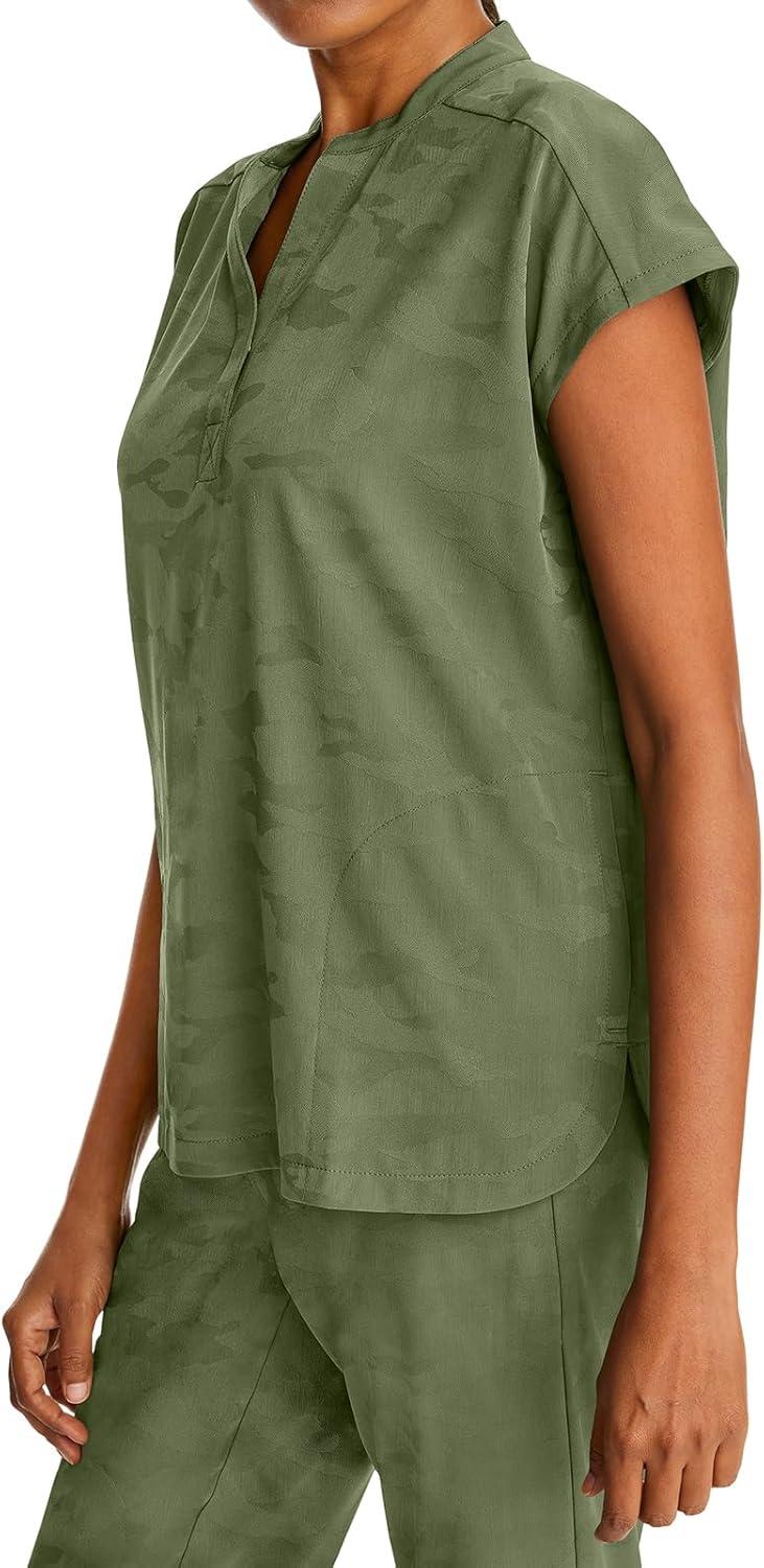 imageHealing Hands Scrub Top for Women Modern Fit Tee with 2 Pockets Moisture Wicking 360 Stretch and Quick Dry Fabric 2352Olive