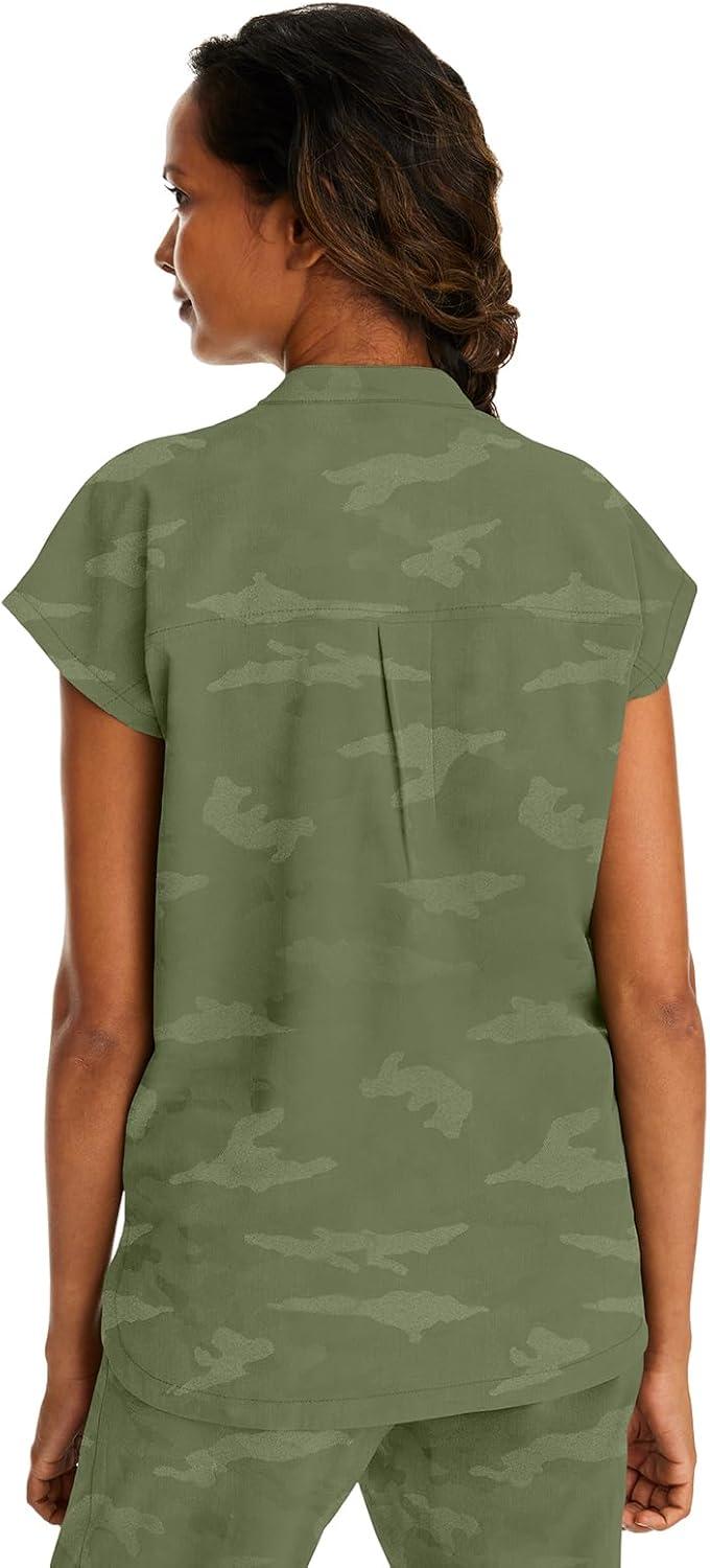imageHealing Hands Scrub Top for Women Modern Fit Tee with 2 Pockets Moisture Wicking 360 Stretch and Quick Dry Fabric 2352Olive