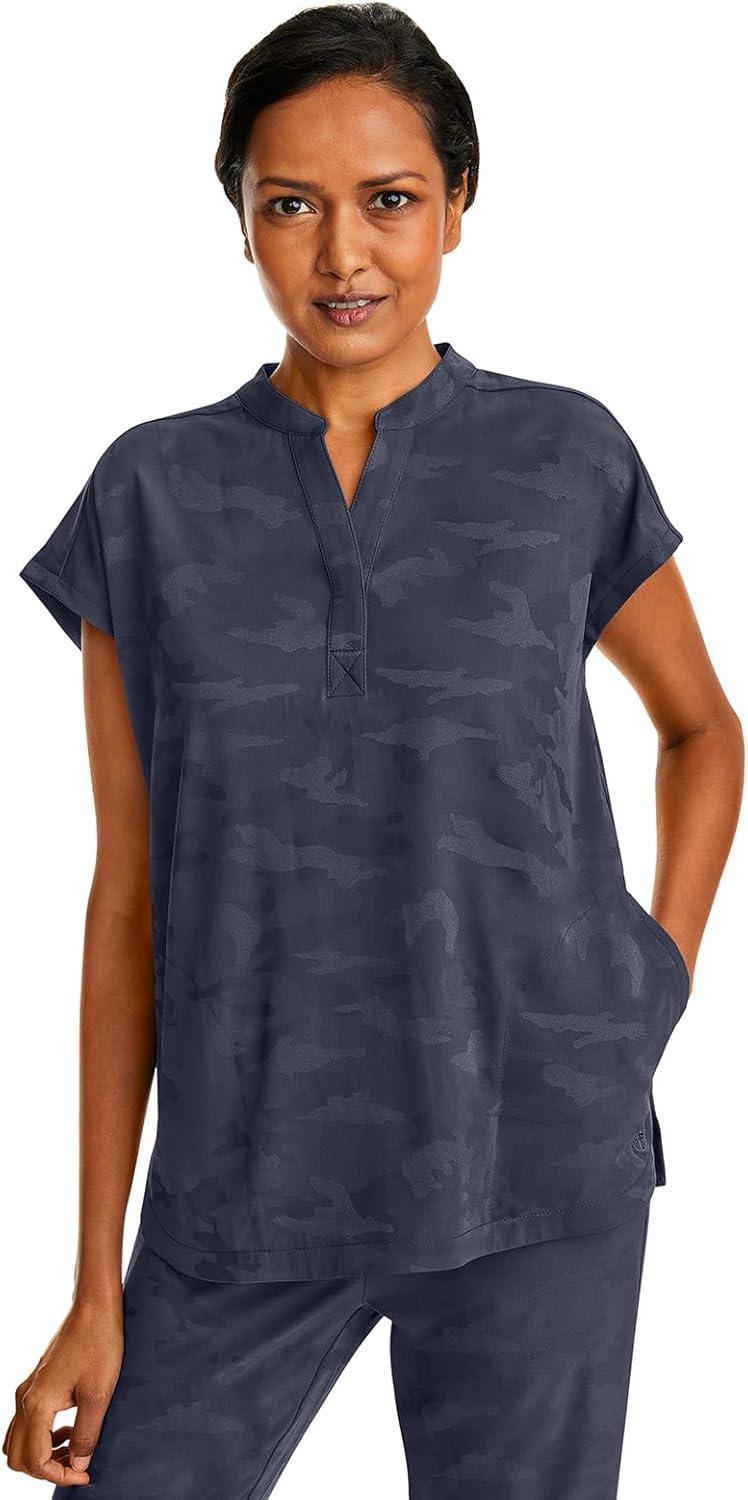 imageHealing Hands Scrub Top for Women Modern Fit Tee with 2 Pockets Moisture Wicking 360 Stretch and Quick Dry Fabric 2352Pewter